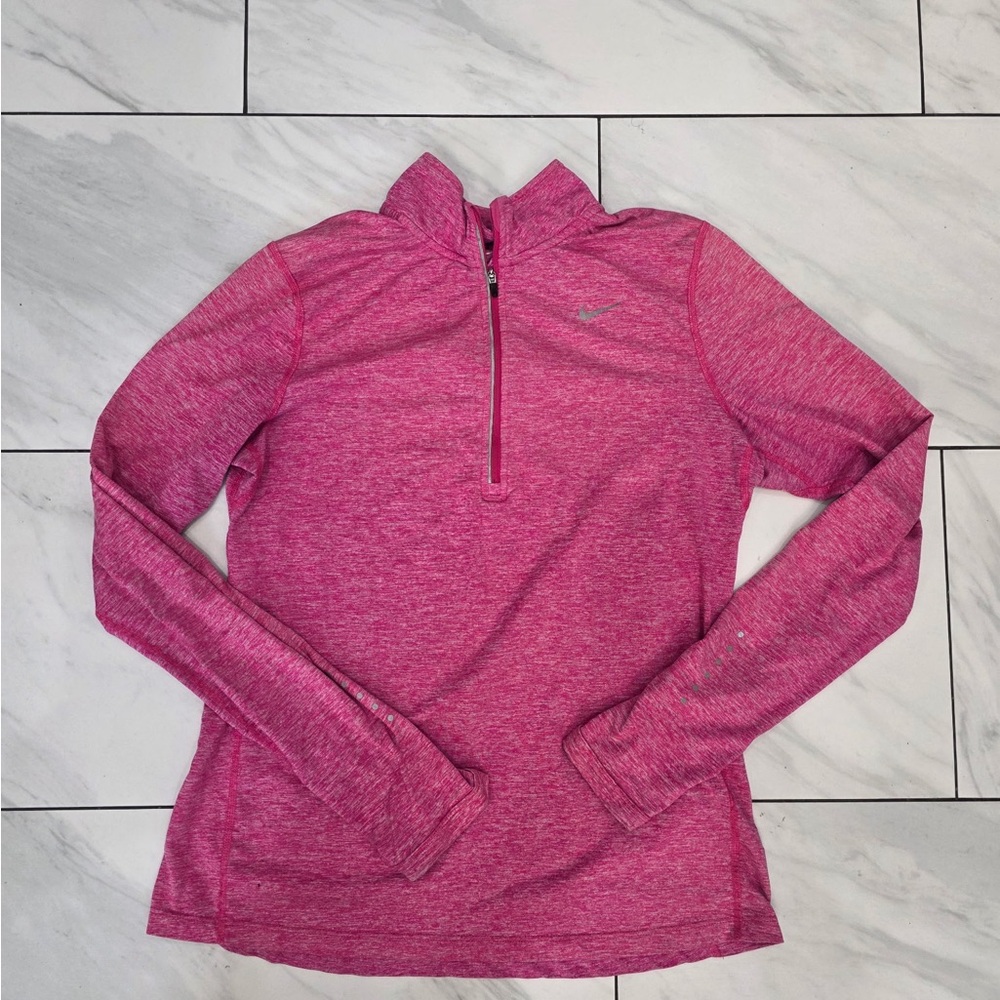 Nike Pink Heather Half-Zip Performance Top Women’s M with thumb holes
